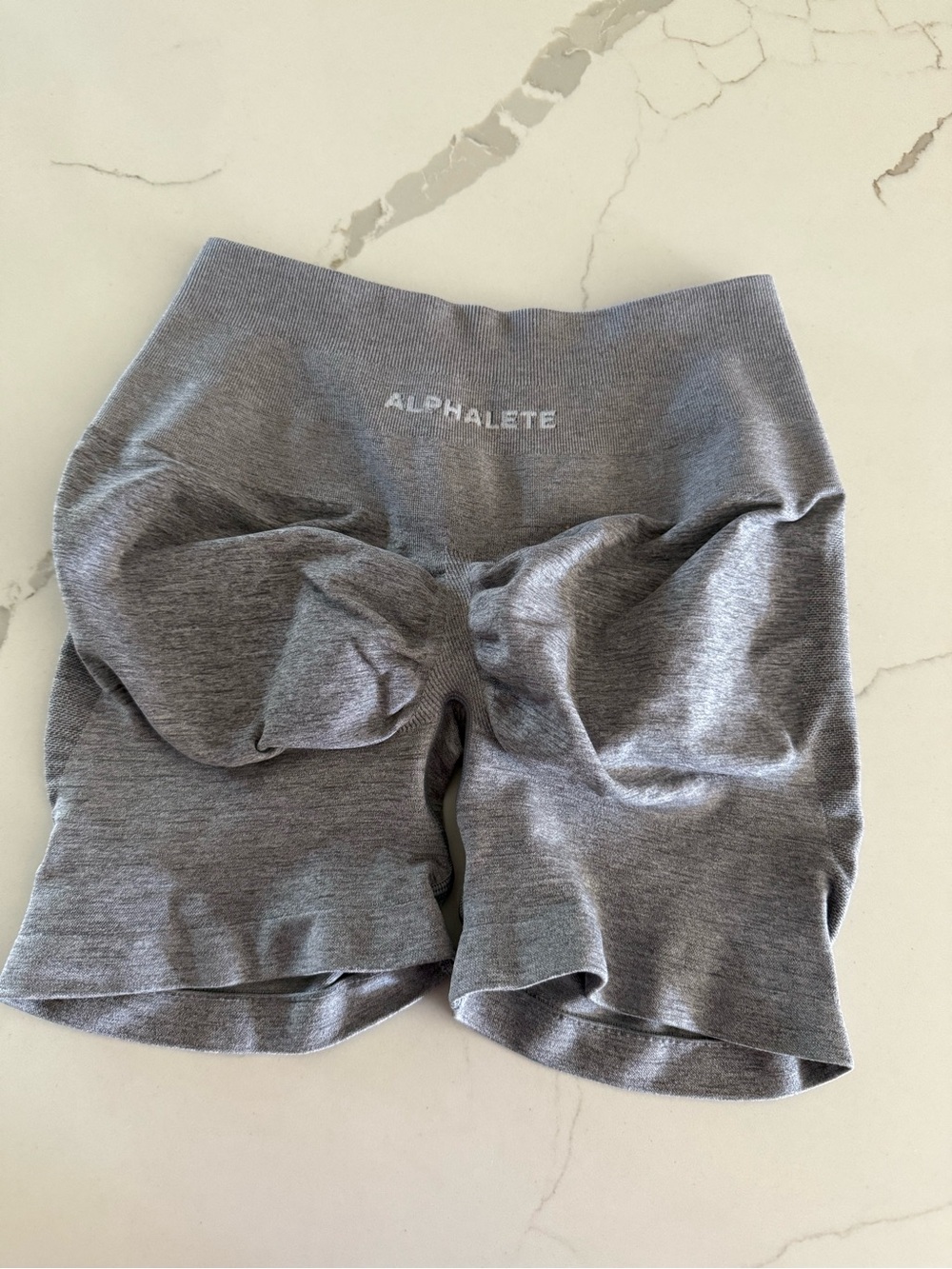 Alphalete Women's High-Waist Gray Seamless Pump Shorts